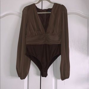 Brown low cut bodysuit